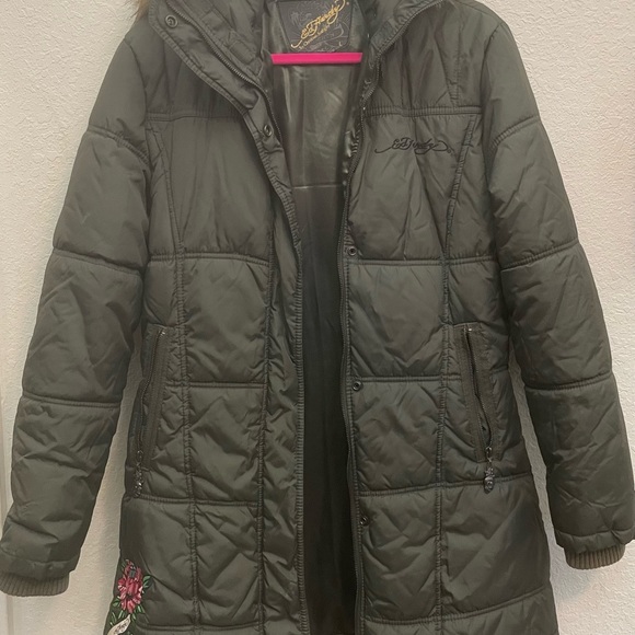 Ed Hardy Tiger Puffer Coat jacket Size L - Picture 2 of 13